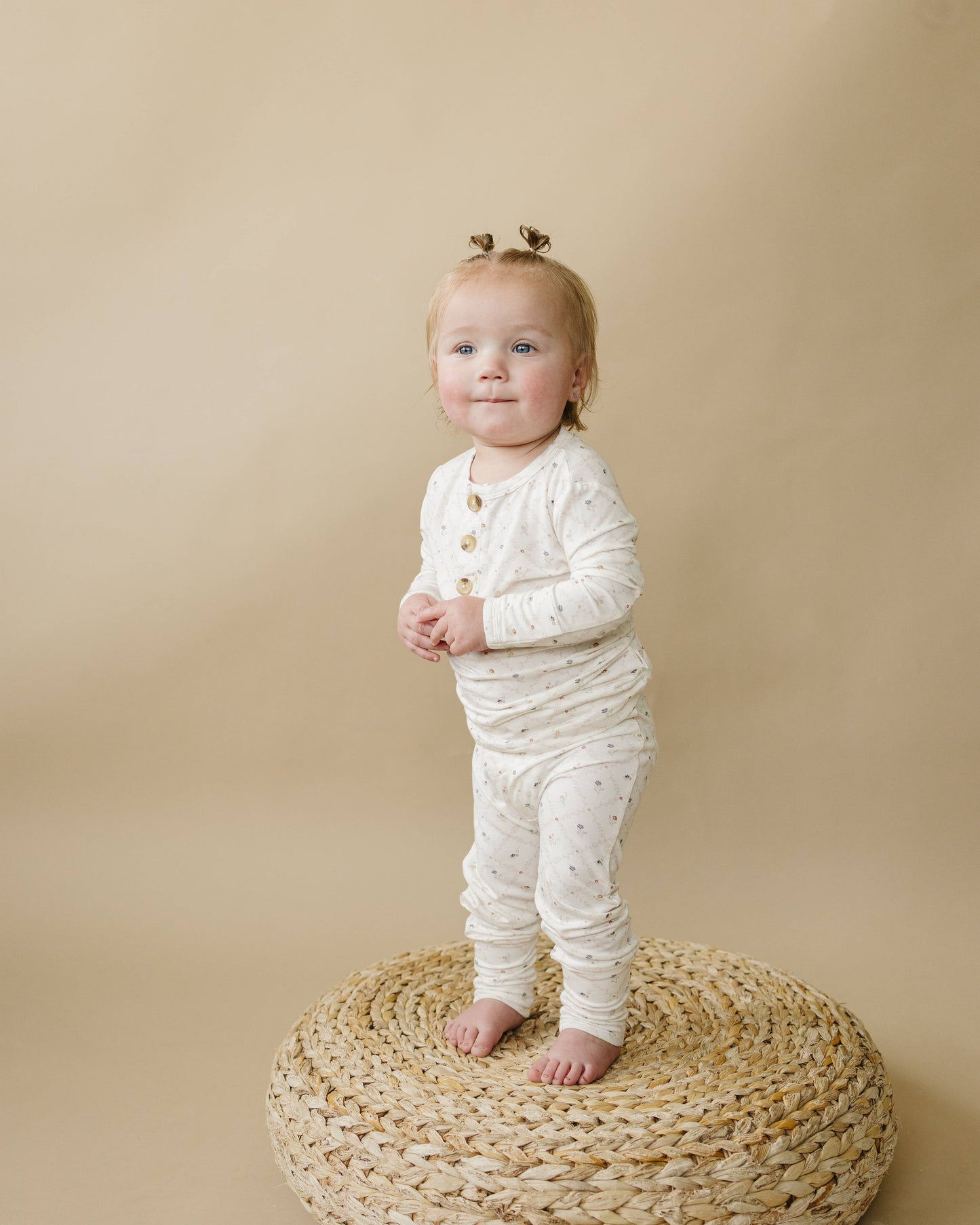 Vintage Blooms Floral 2pc Henley Bamboo Pajamas Toddler Kids