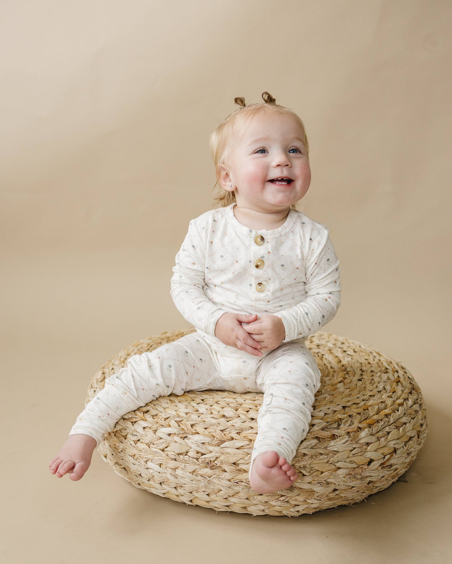 Vintage Blooms Floral 2pc Henley Bamboo Pajamas Toddler Kids