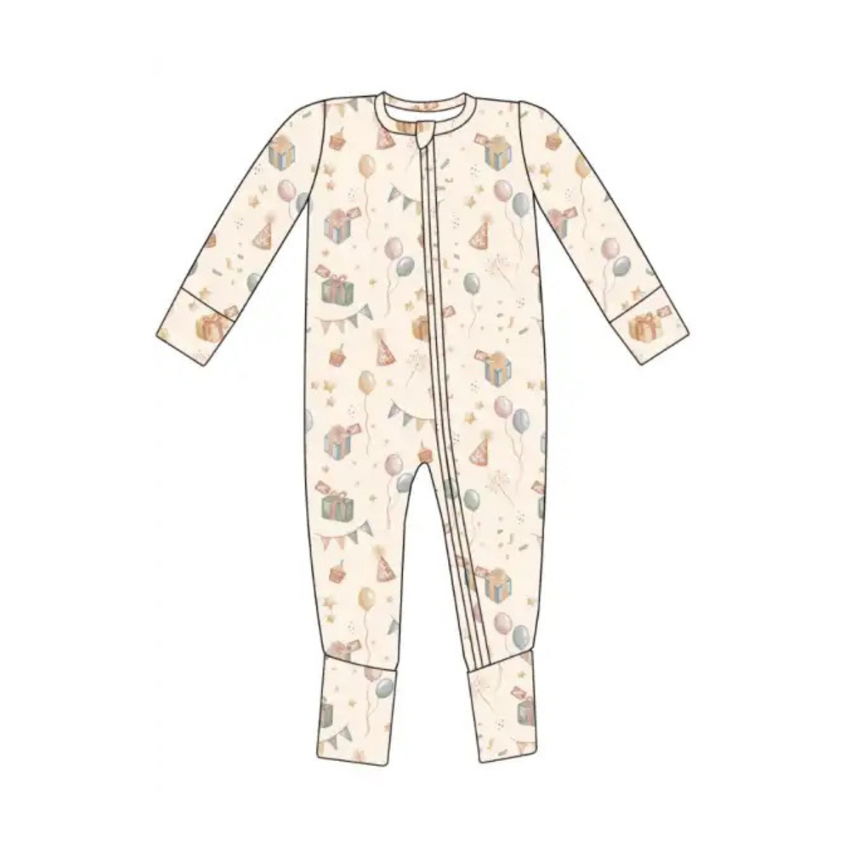 Birthday Bamboo Convertible Footie Pajama - Party Time