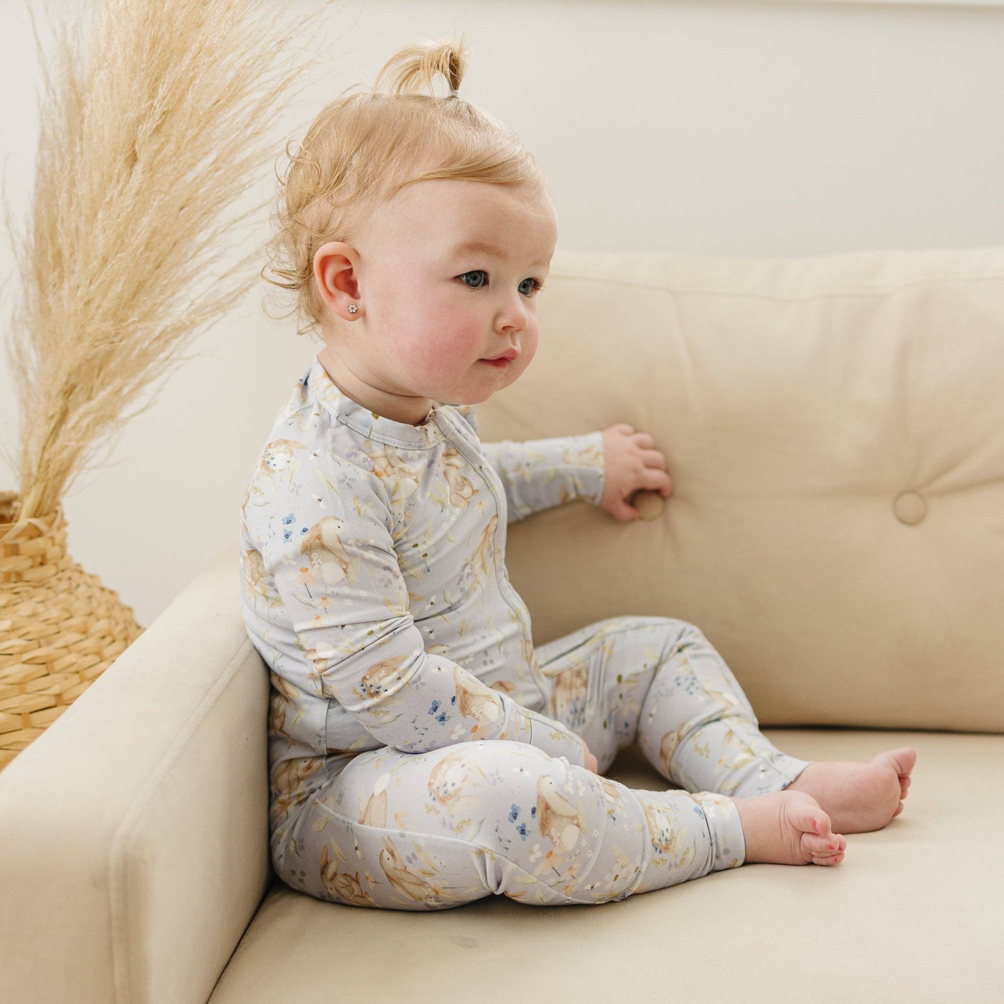 Purple Bunnies Bamboo Zippy Romper