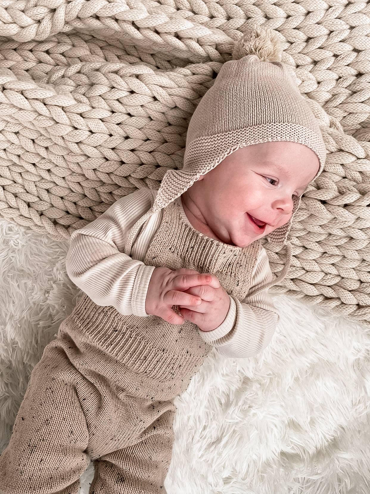 Baby Knitted Pom Pom Bonnet