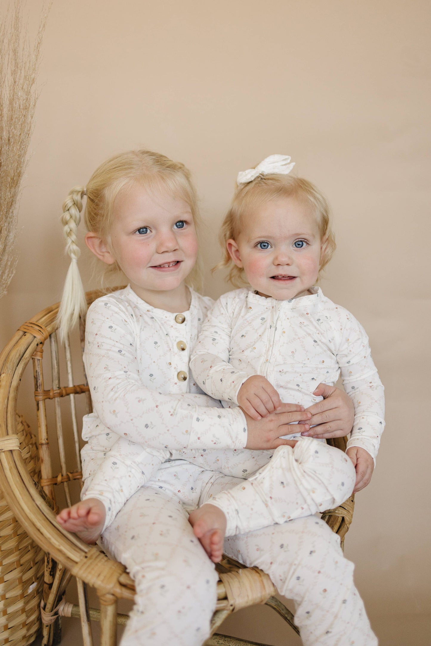 Vintage Blooms Floral 2pc Henley Bamboo Pajamas Toddler Kids