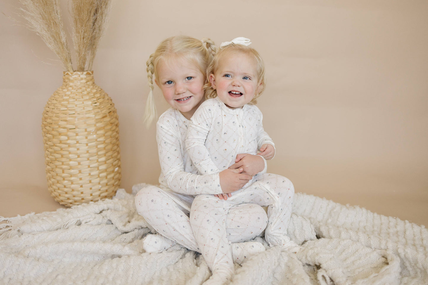 Vintage Blooms Floral 2pc Henley Bamboo Pajamas Toddler Kids