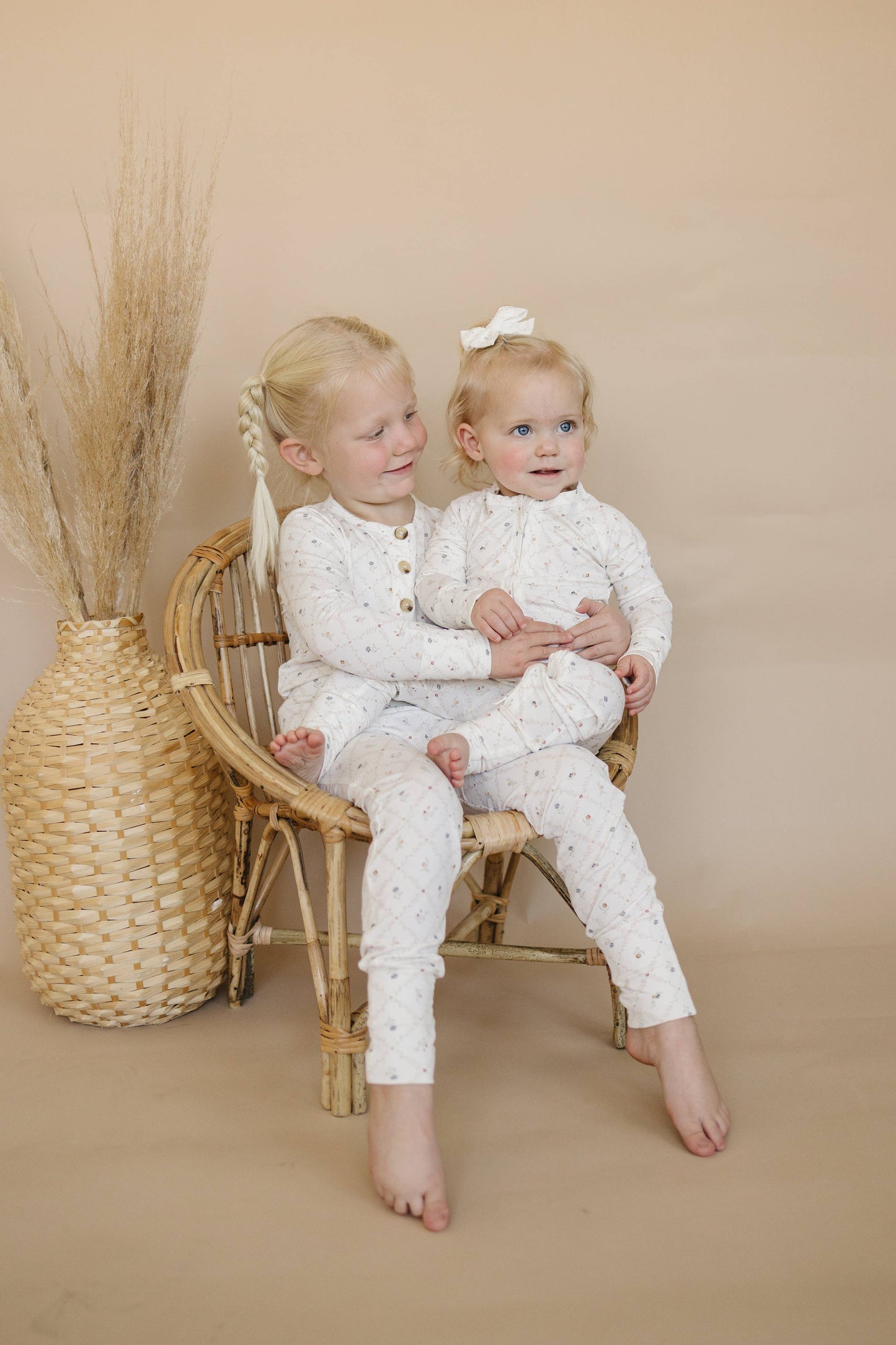 Vintage Blooms Floral 2pc Henley Bamboo Pajamas Toddler Kids