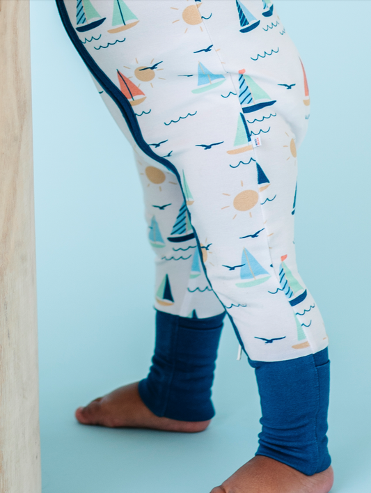 Bamboo Zip Romper - Kai Sailboat