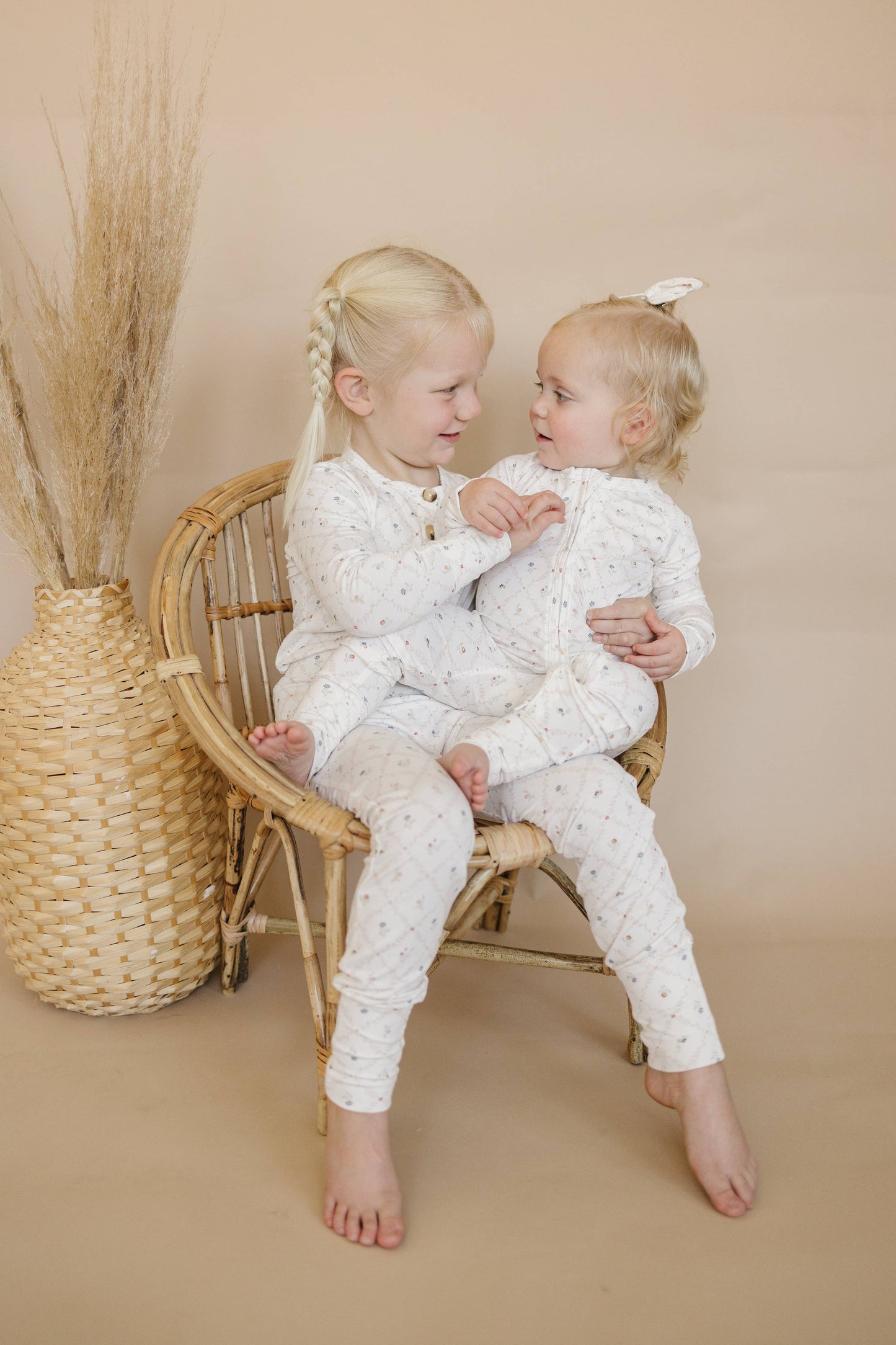Vintage Blooms Floral 2pc Henley Bamboo Pajamas Toddler Kids