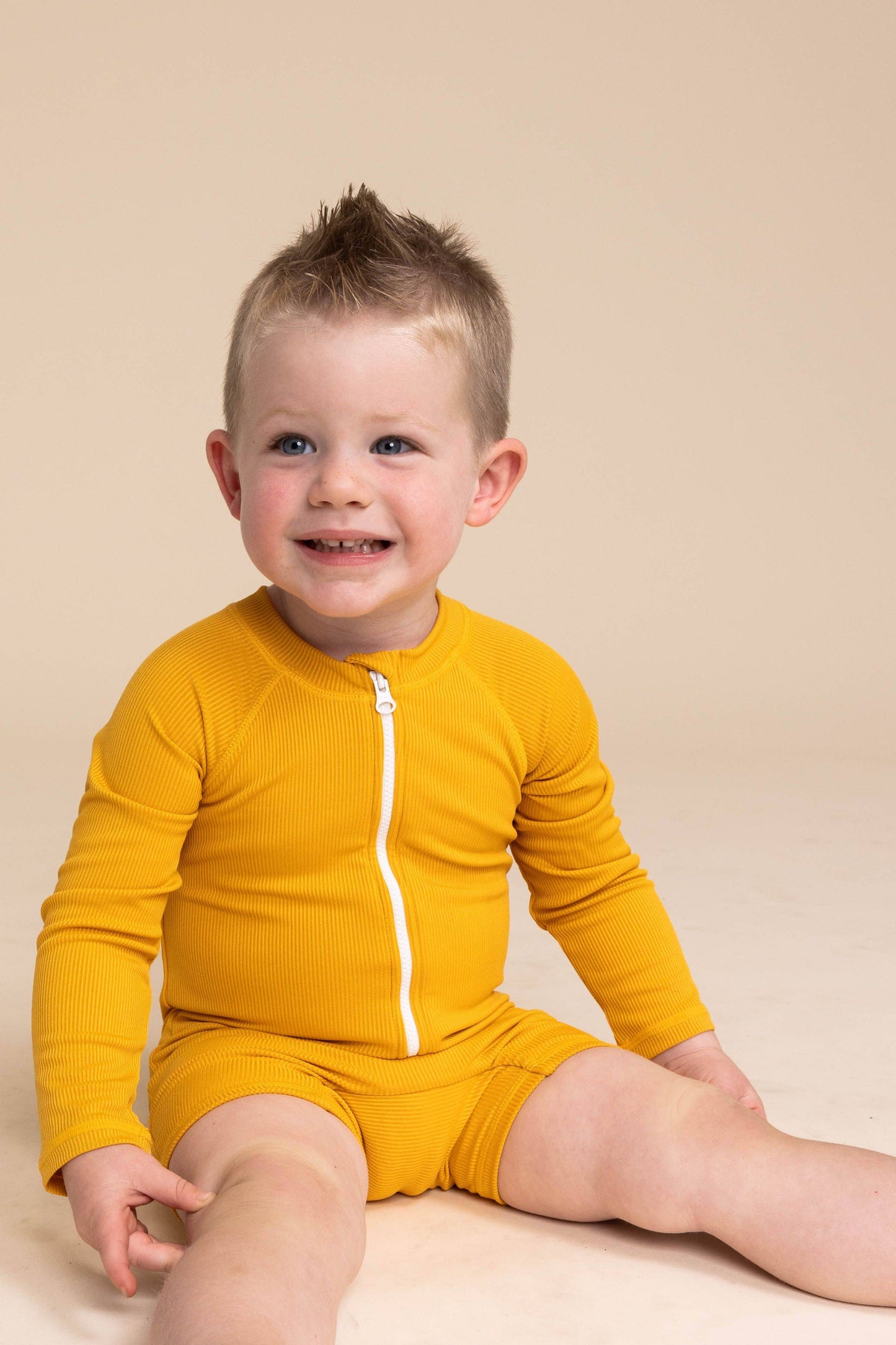 Zip Up Rashguard | Yellow Ribbed