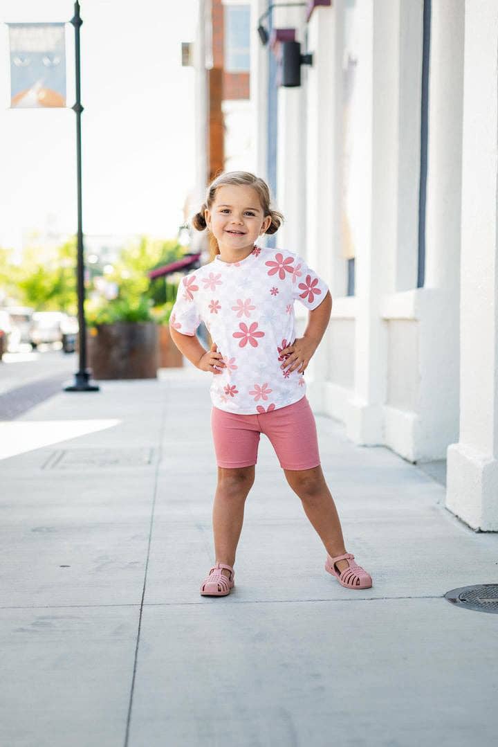 Millie - Bamboo Tee & Ribbed Bike Shorts Set