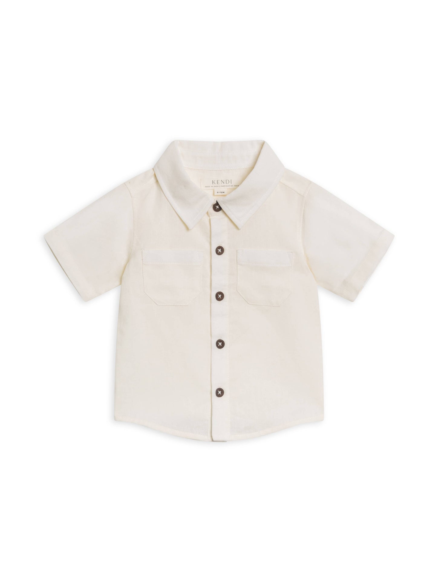 Baby Graham Linen Collared Button Down - Coconut