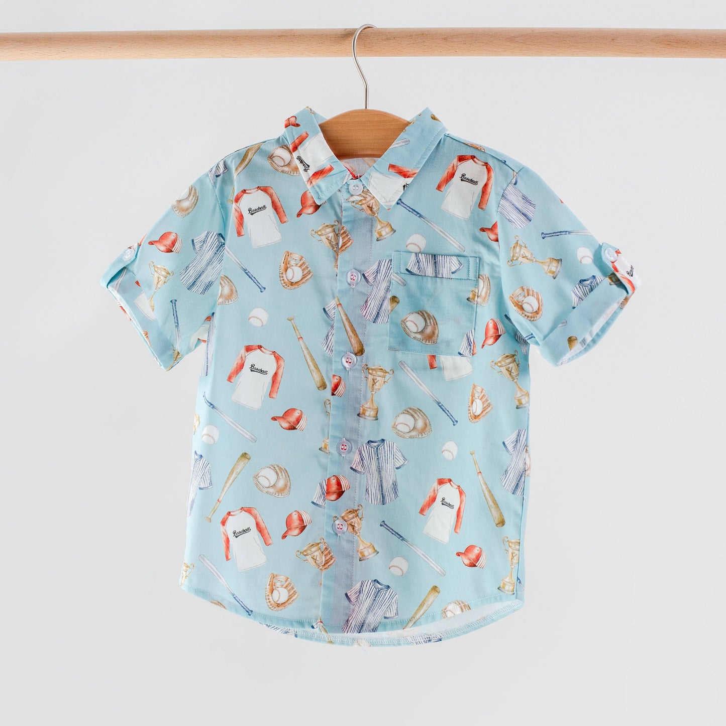 Let's Play Ball Short Sleeve Collared Shirt