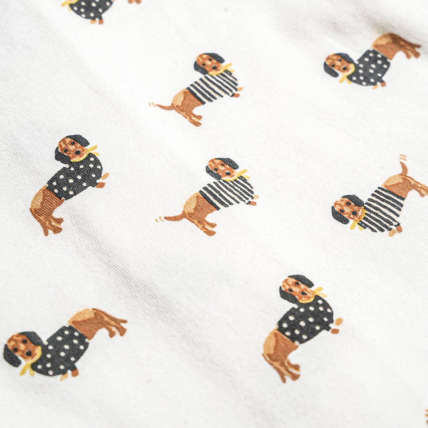 Organic Short Sleeve Button Romper - Dog