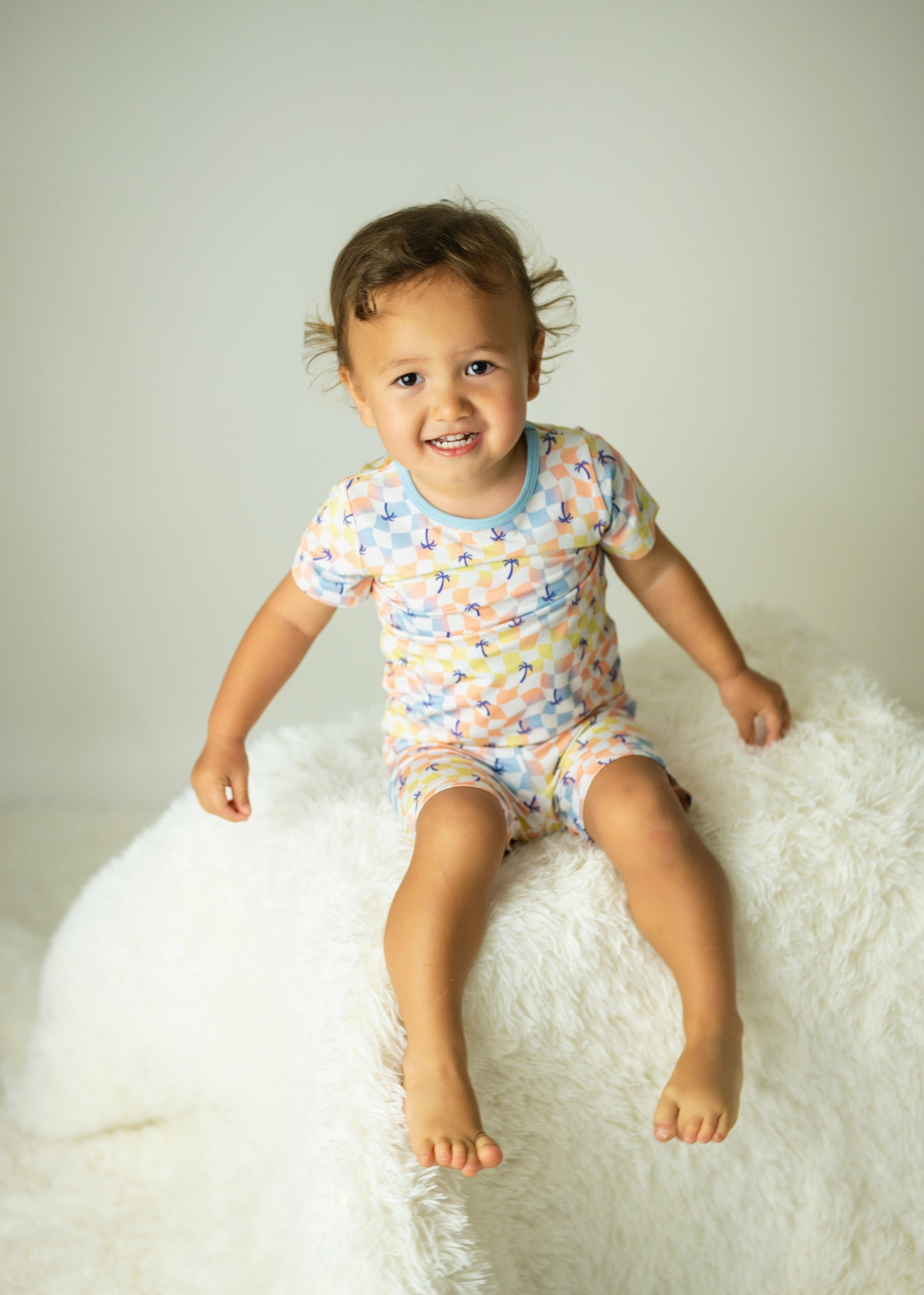 Sunset Checker Short Bamboo Pajamas