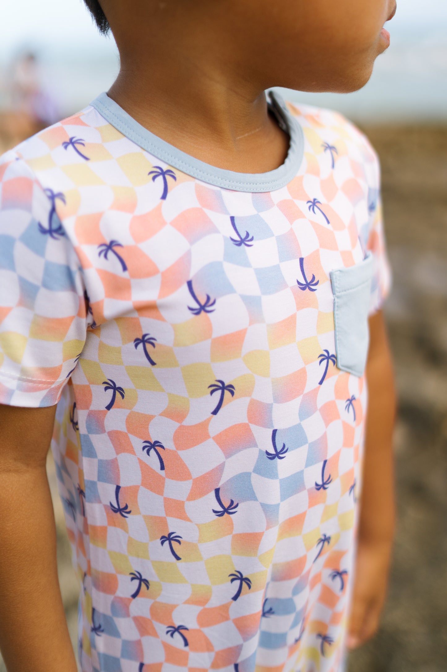 Sunset Checker Shortie Bamboo Romper