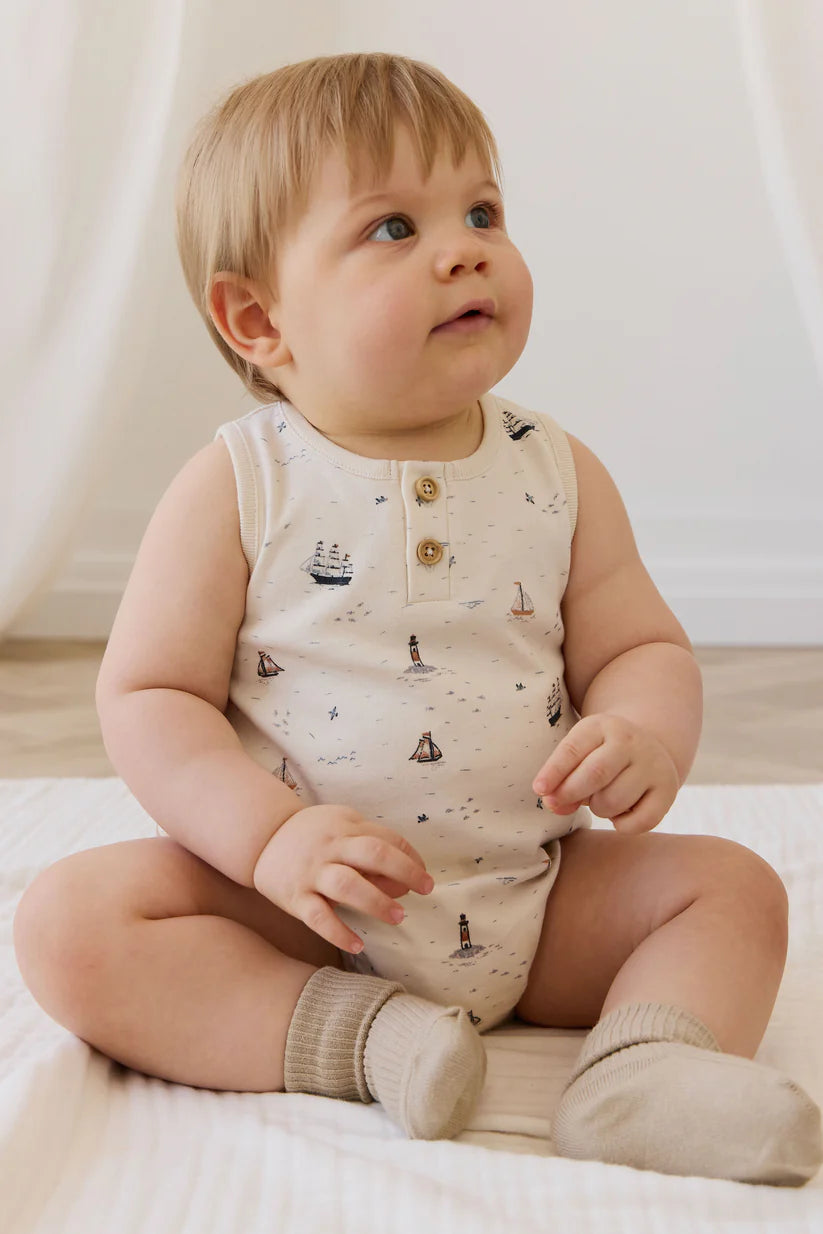 Organic Cotton Archie Playsuit - Sailing Day