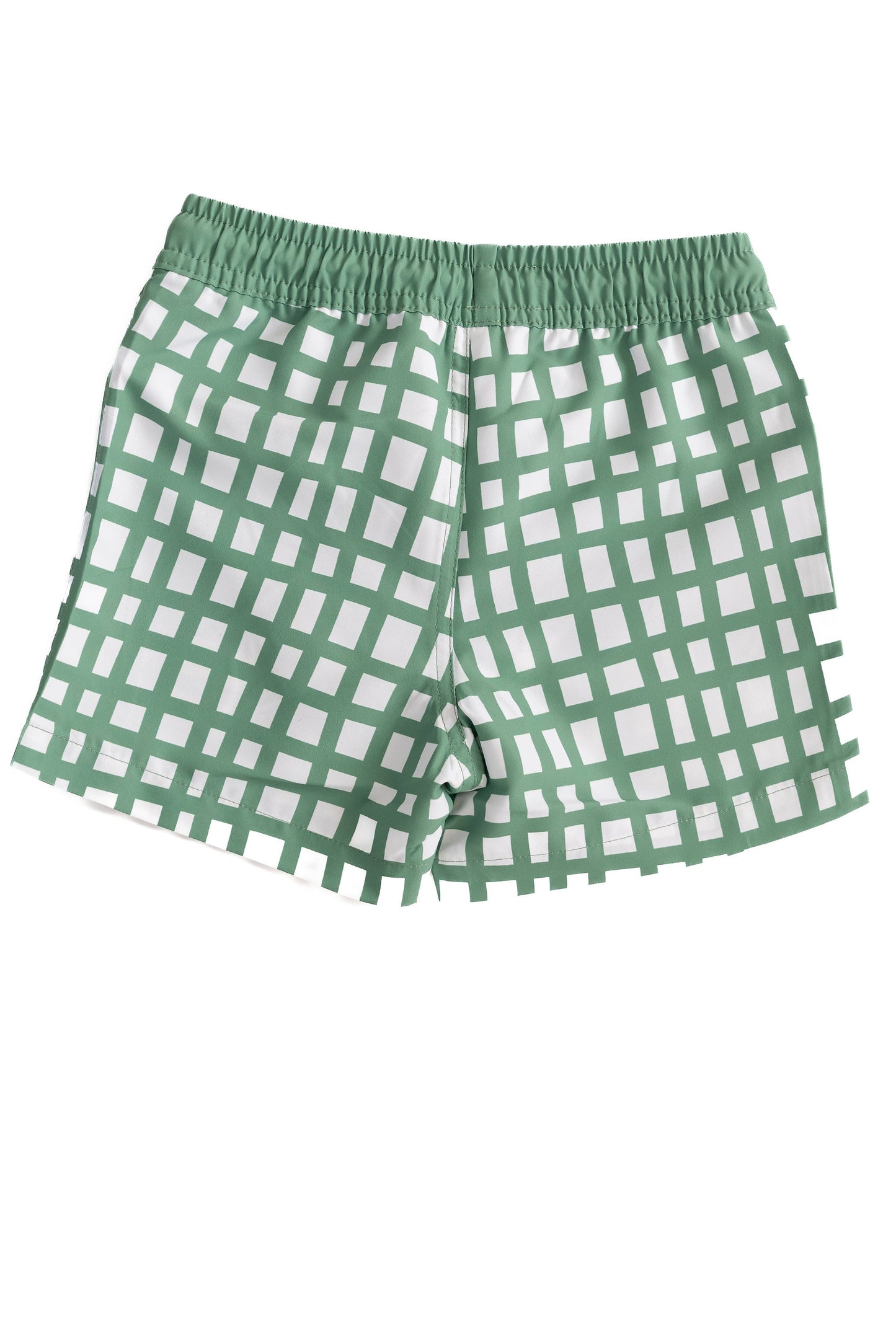 Dark Sage Plaid Swim Trunks