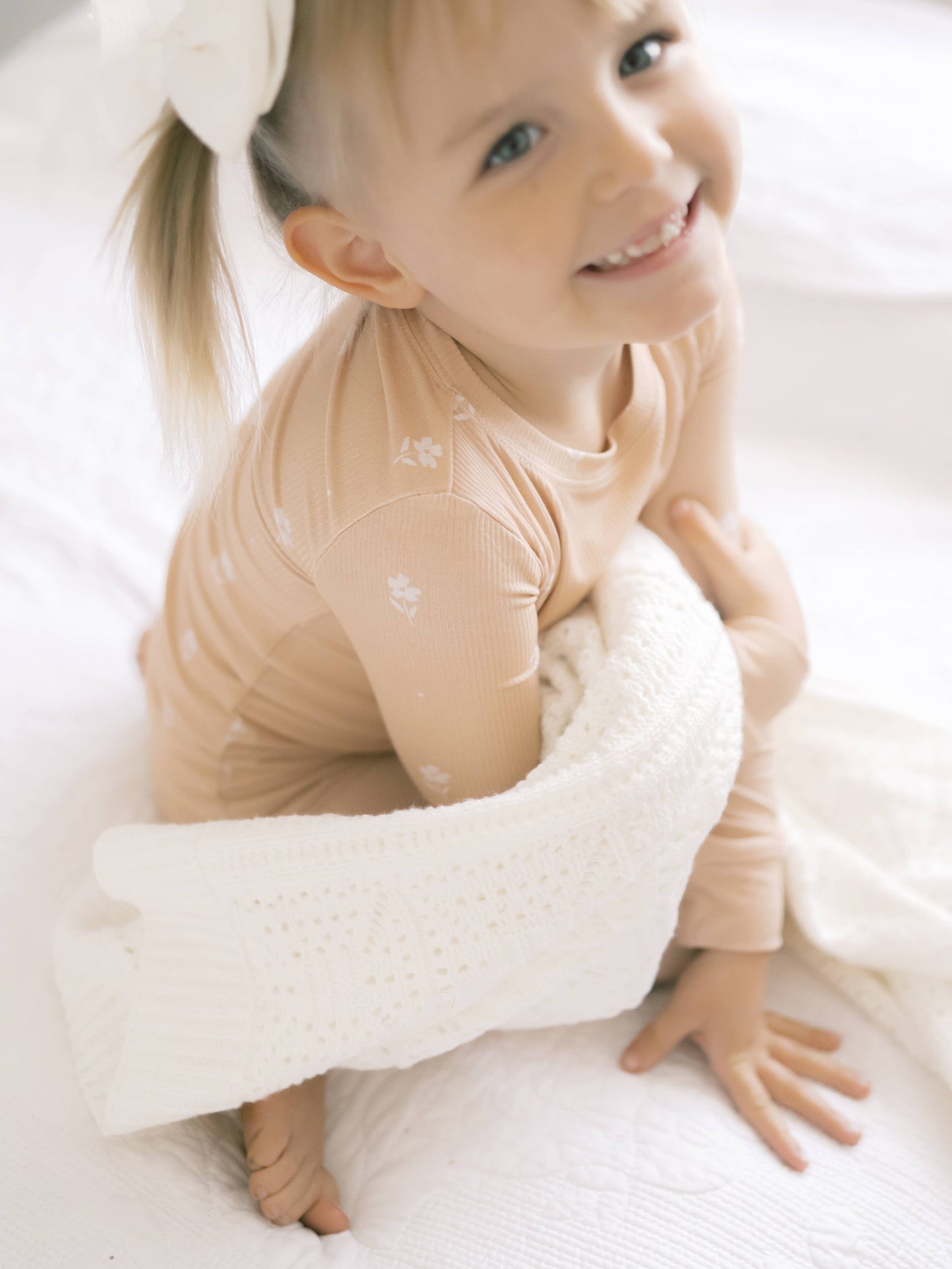 Ribbed Bamboo Pj Set || Beige Floral