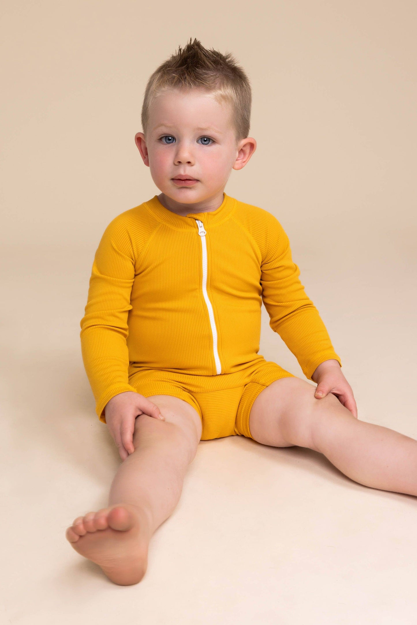 Zip Up Rashguard | Yellow Ribbed