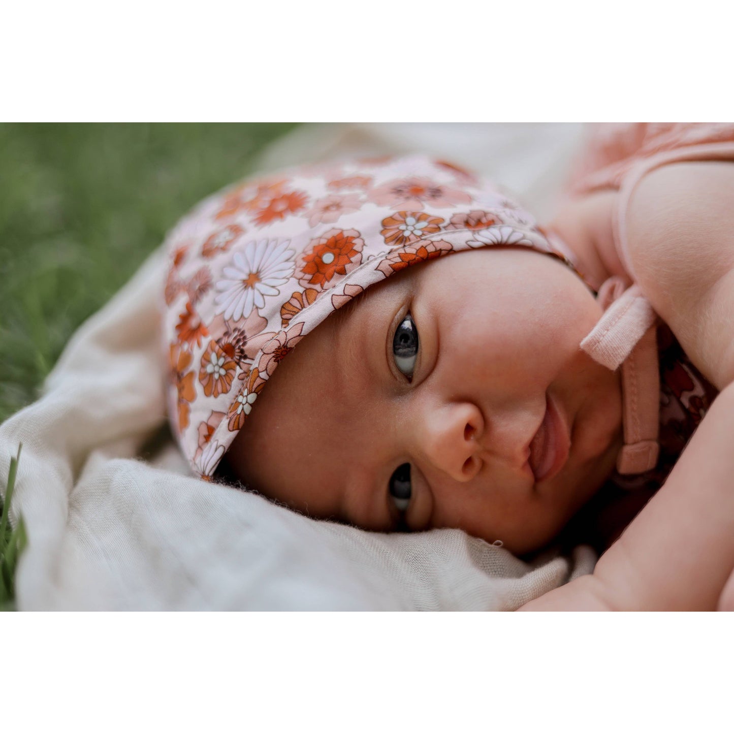 Retro Blooms Danish Baby Bonnet UPF 50+