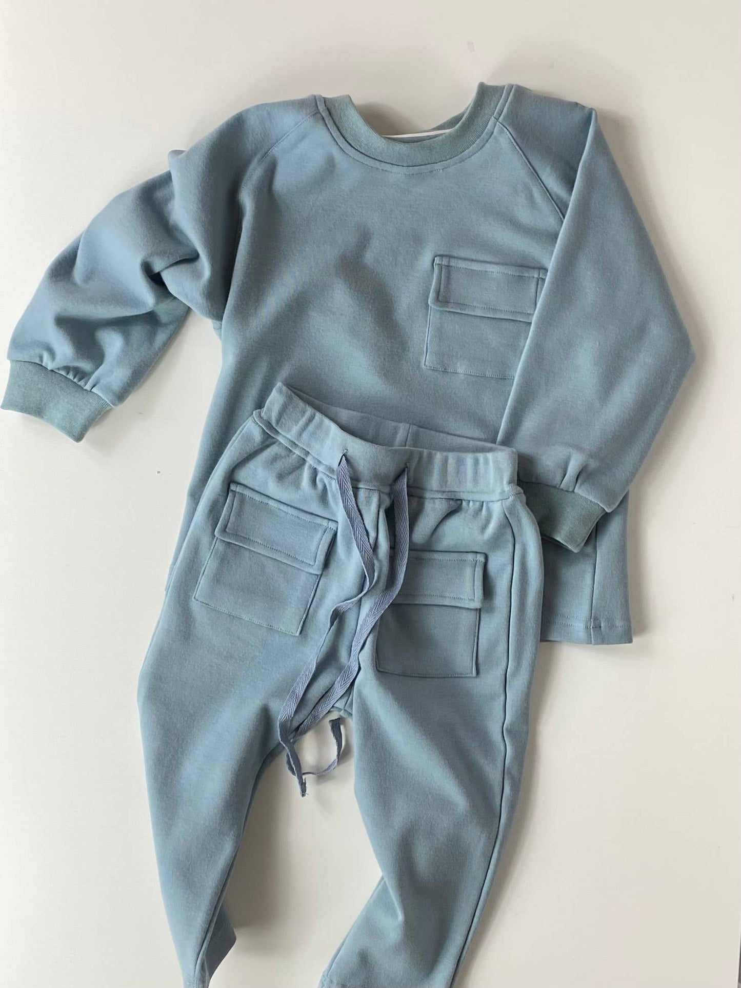 Raglan Playwear Set in Dusty Blue 18/24m