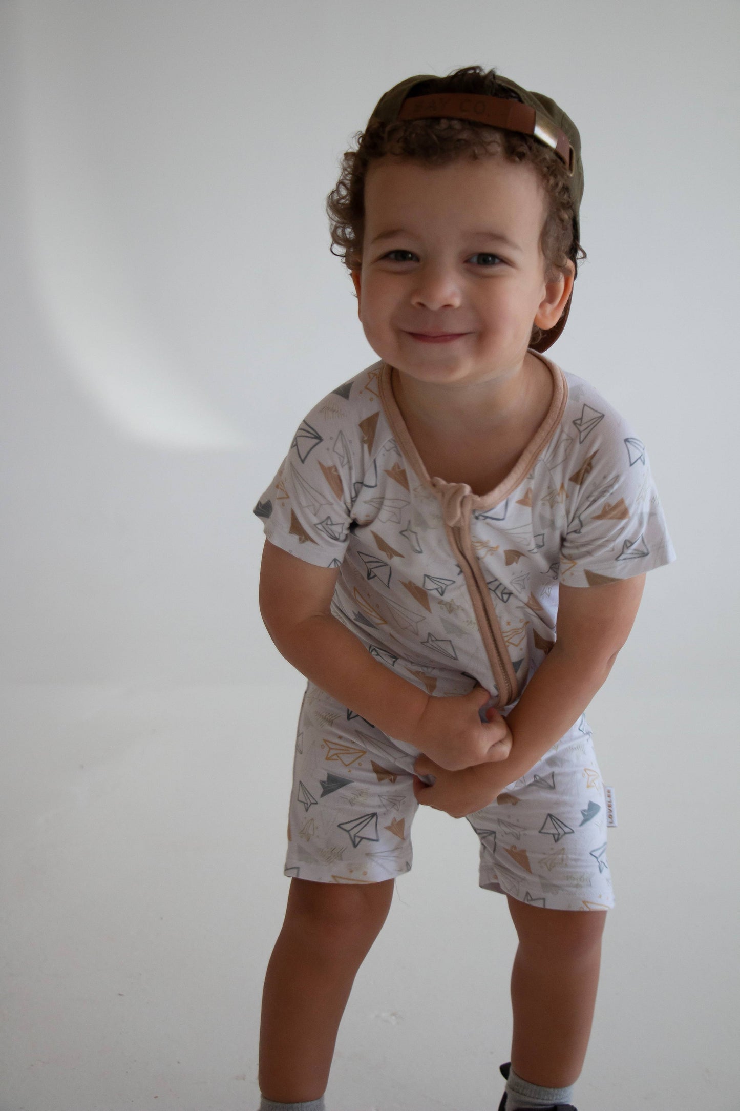 Paper Airplane Shortie Zip Romper