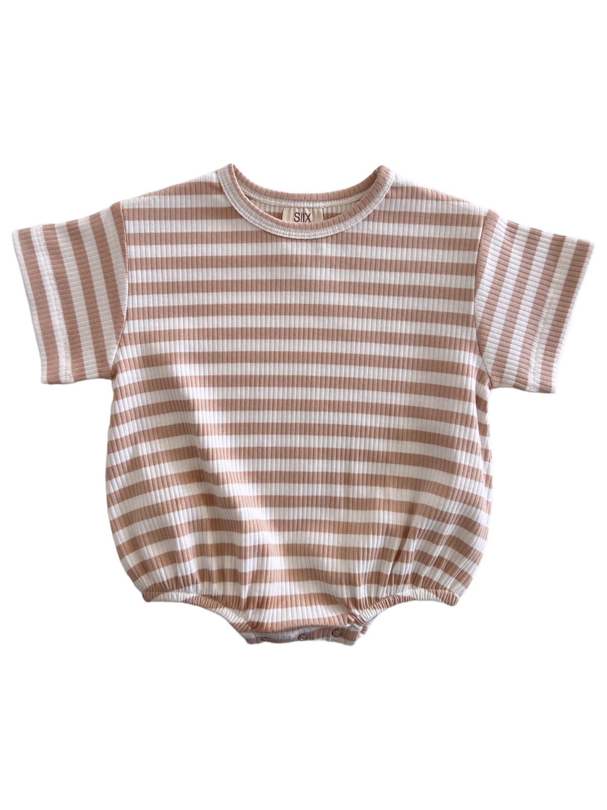 Tan Stripe / Organic Ribbed T-Shirt Bubble (Baby - Kids)