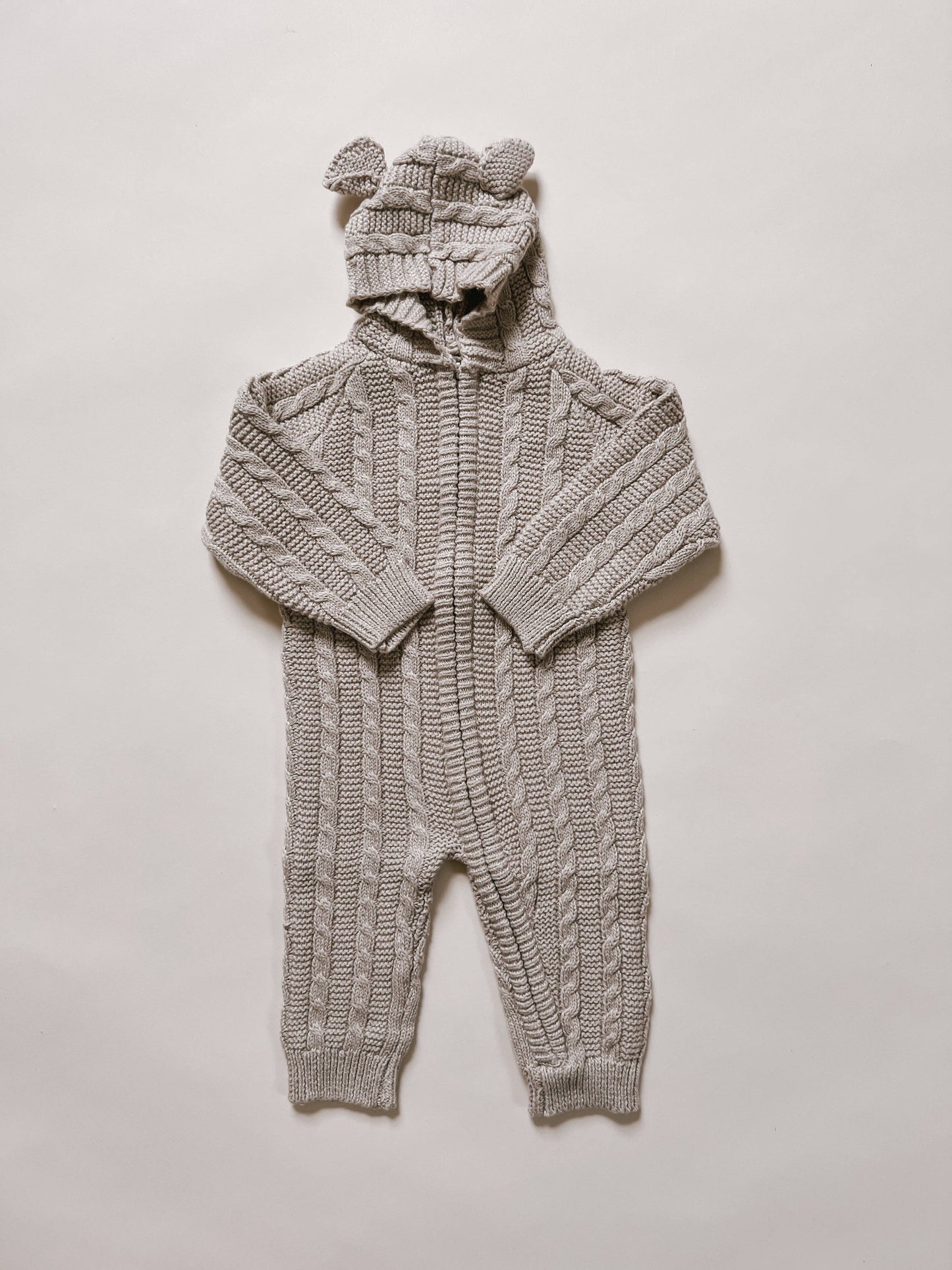 Luna + Luca Baby Bear Jumpsuit - Heather Beige