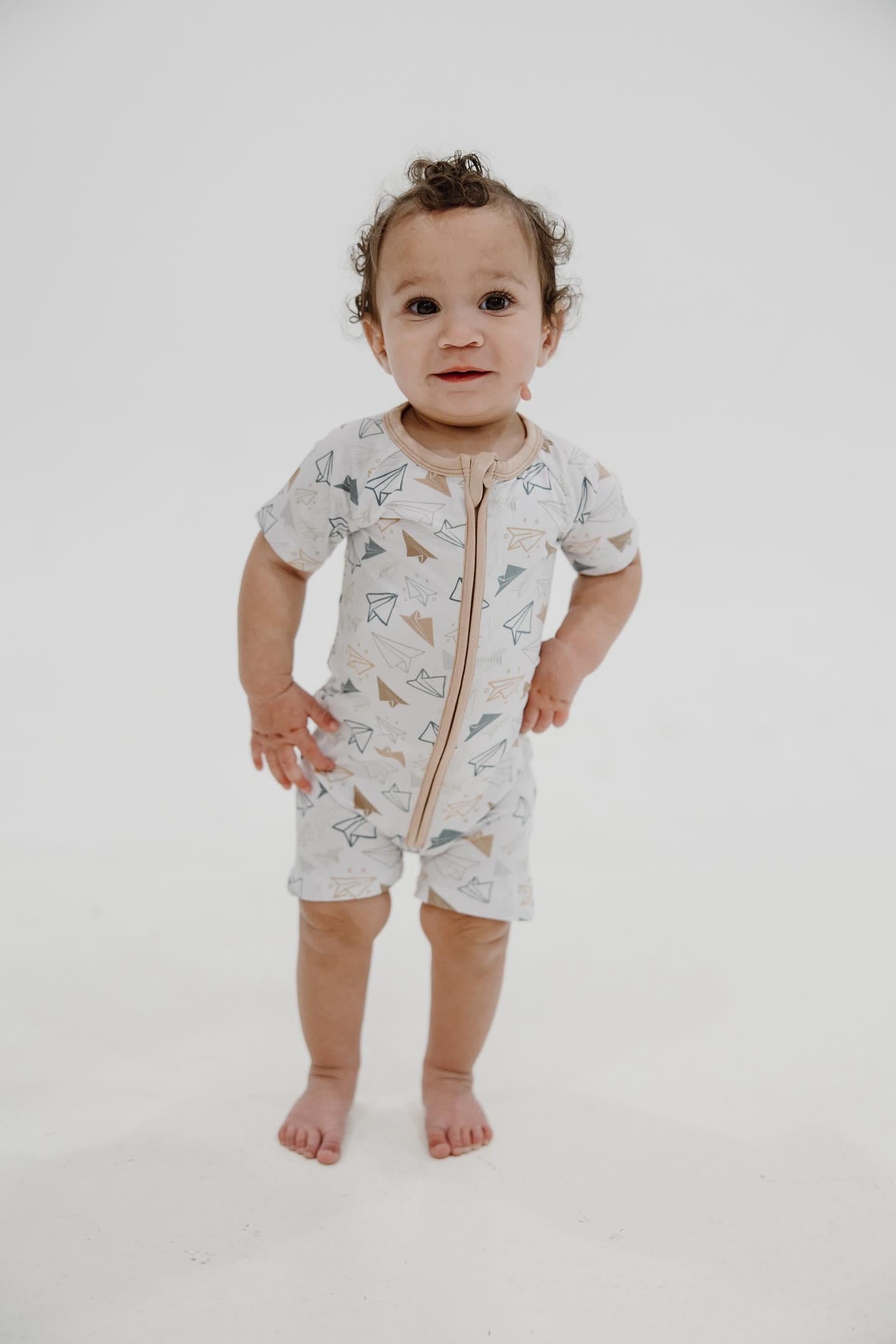 Paper Airplane Shortie Zip Romper