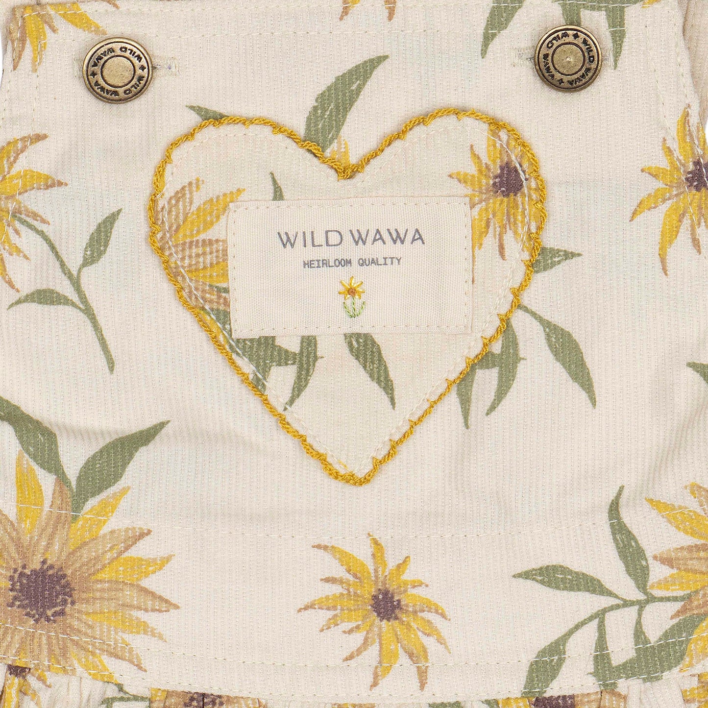 Heart Pocket Overall Dress - Sunflower Field