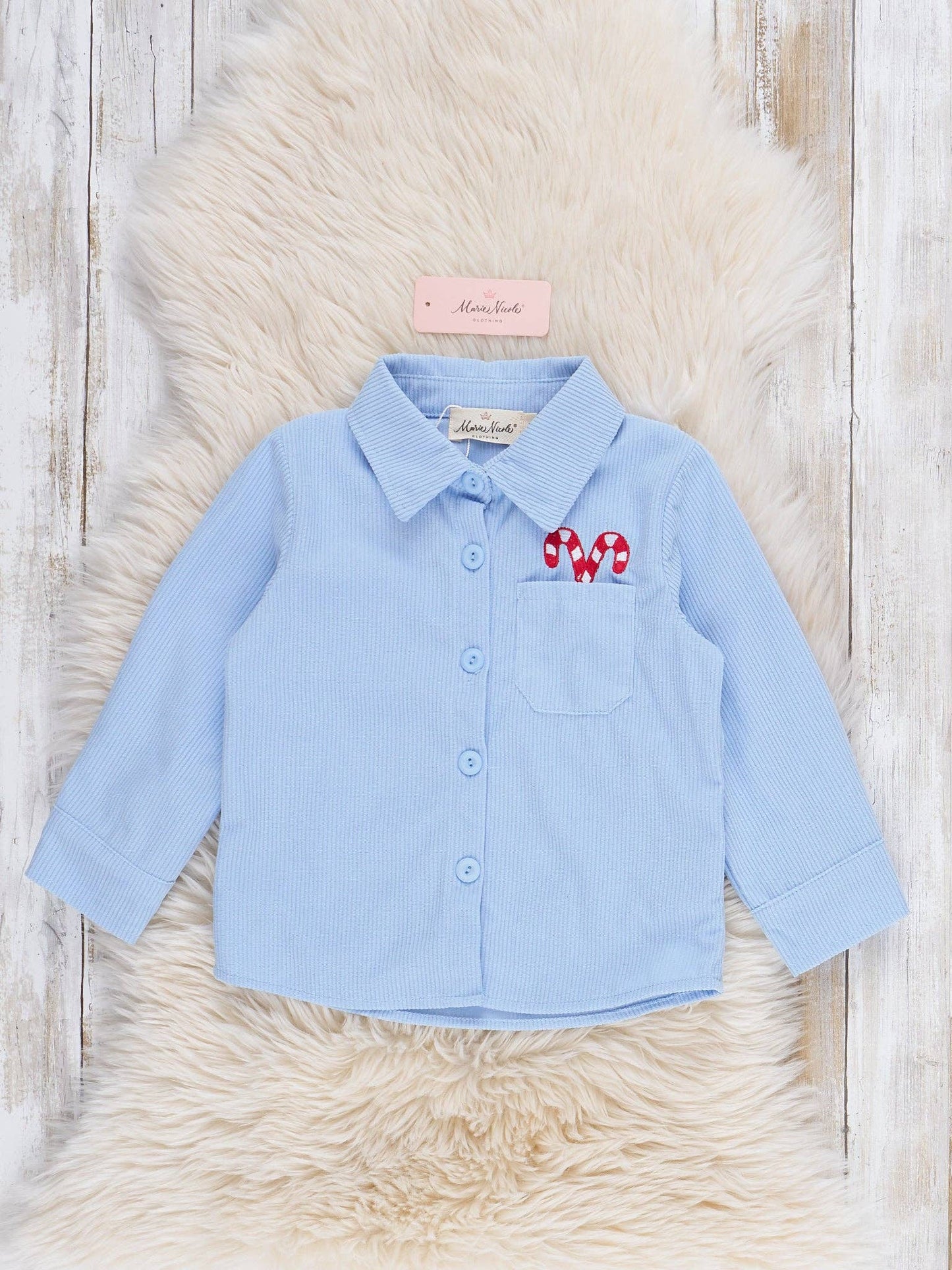 Candy Cane Peek-a-boo Pocket Embroidered Shirt