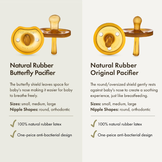 Natursutten's Natural Rubber Orthodontic Pacifier with Butterfly Shield - Small (0-6 Months)