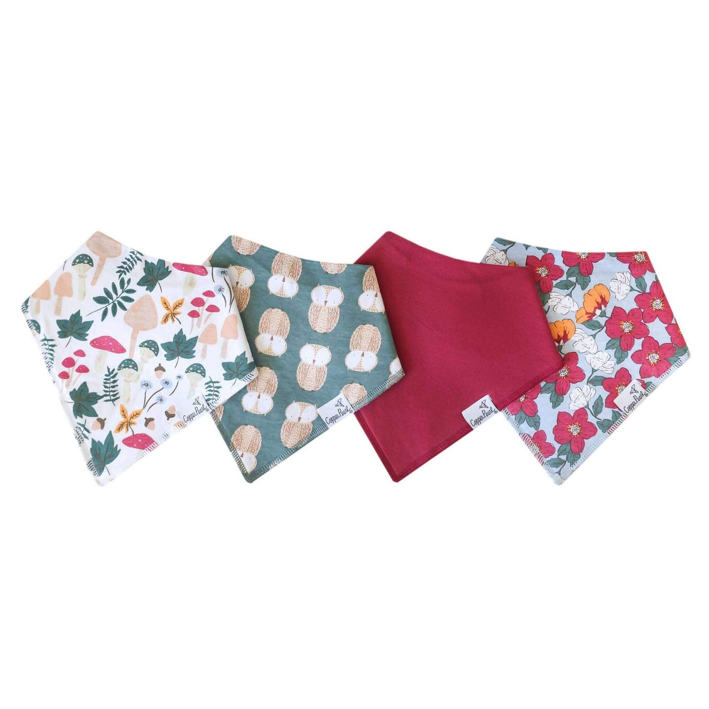 4 Pack Baby Bandana Bibs - Ivy