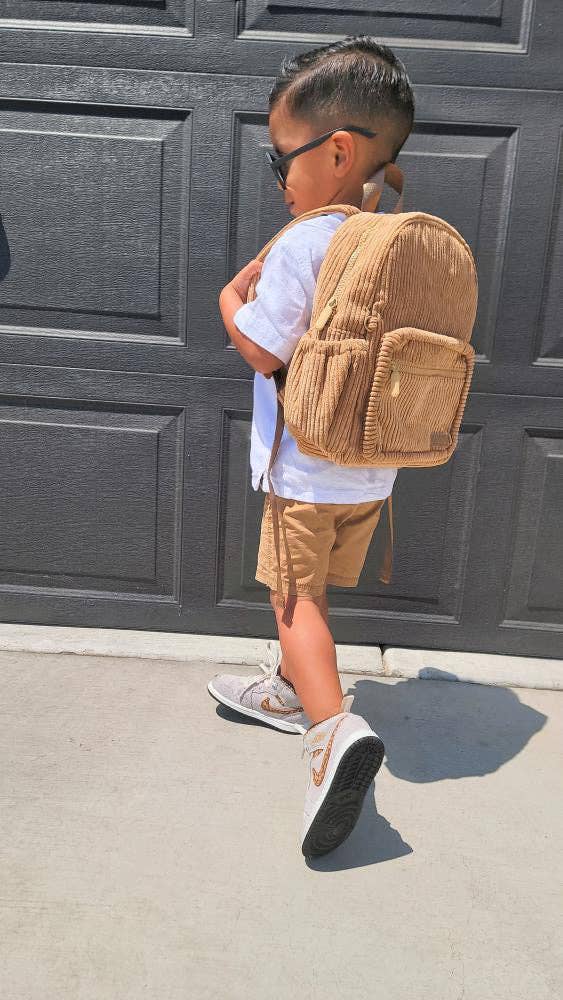 The Play Date Mini Backpack- Camel Corduroy