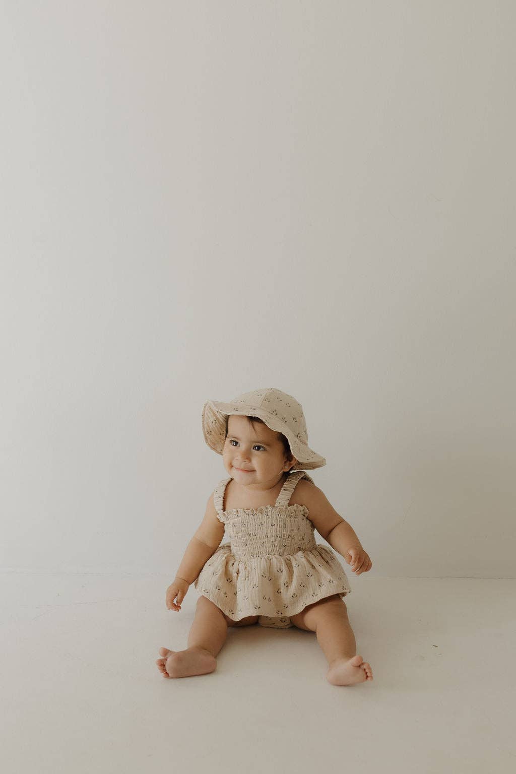 Sleeveless Muslin Romper & Hat | Flora