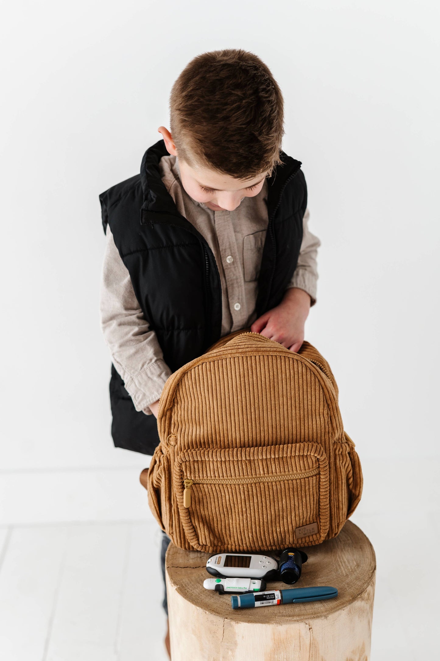 The Play Date Mini Backpack- Camel Corduroy