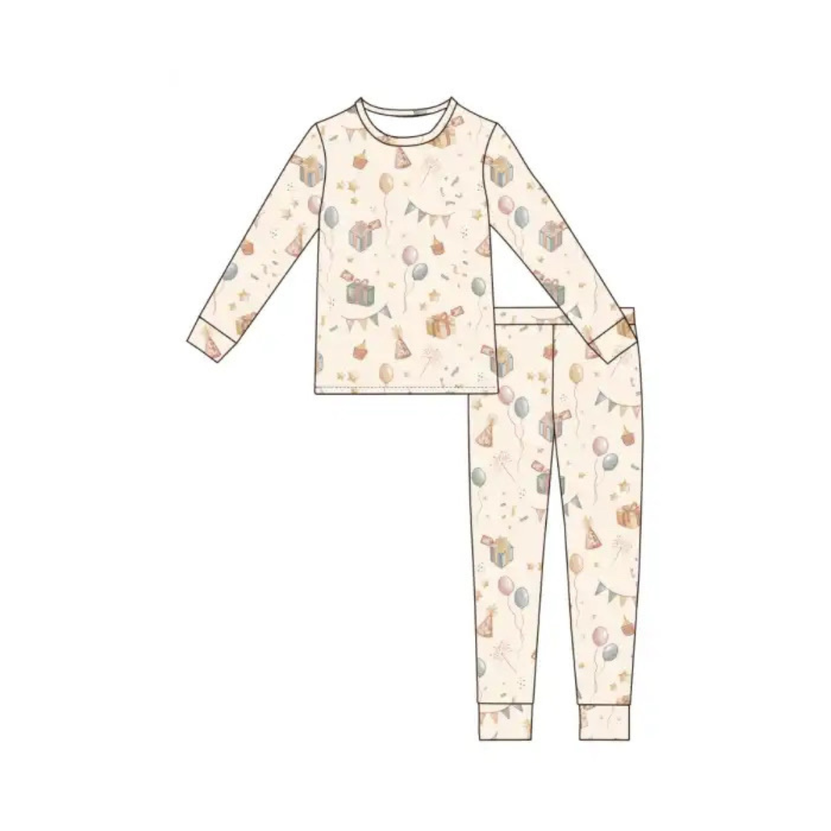 Birthday Bamboo Two Piece Toddler Pajama Set - Party Time