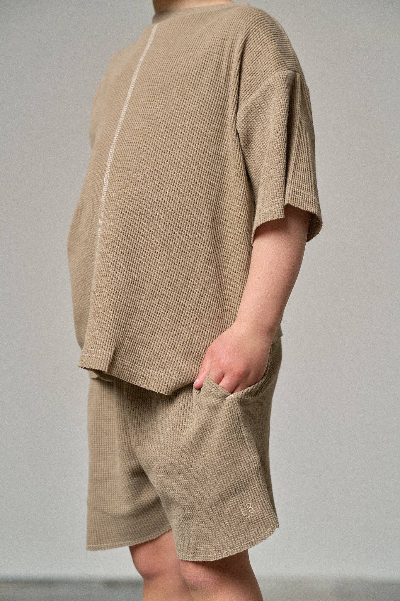 Acid Wash Waffle Short - Mushroom