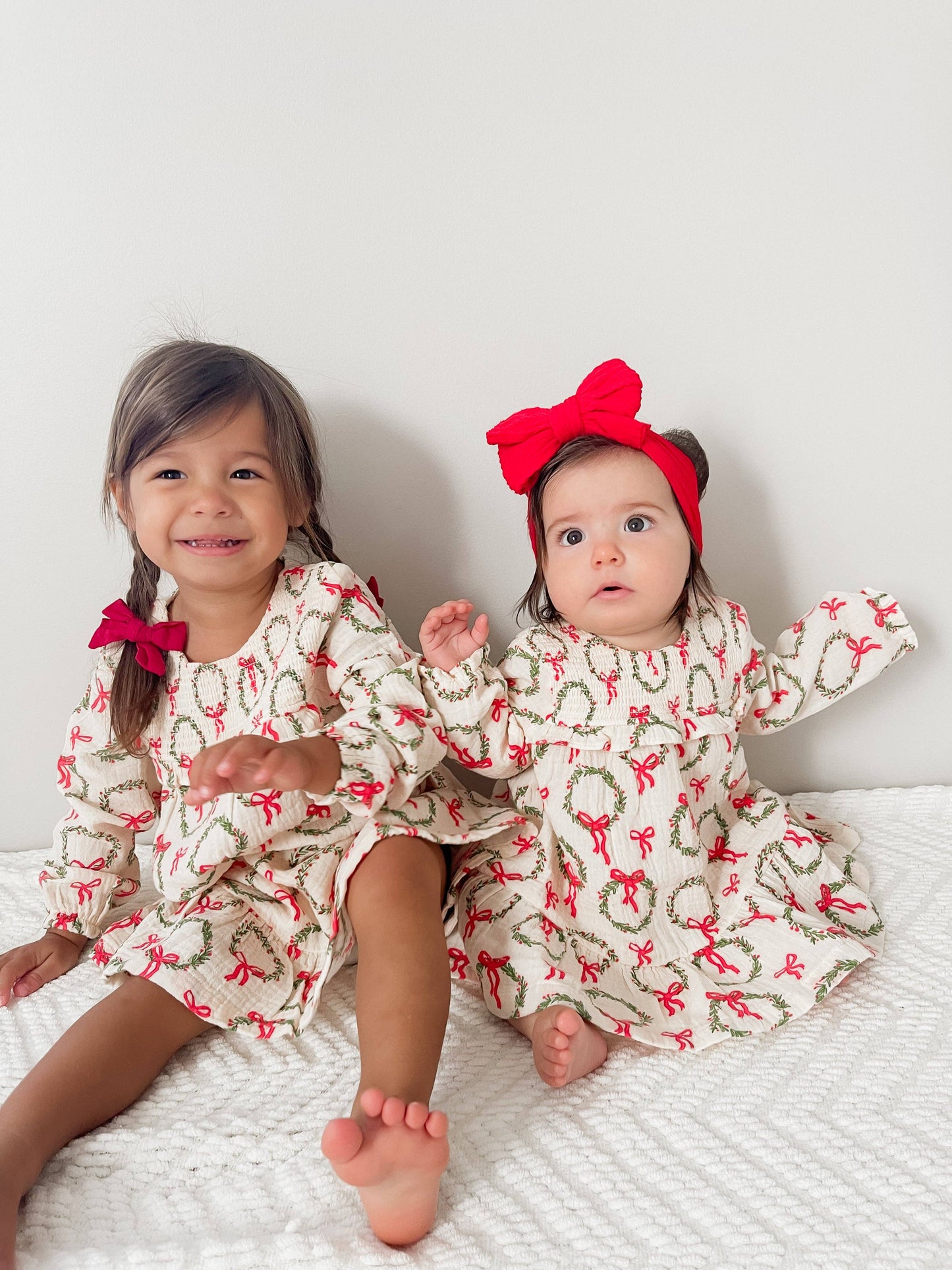 Smocked Ruffle Tiered Dress, Wreath