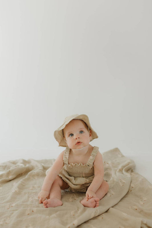 Sleeveless Muslin Romper & Hat | Silly Goose