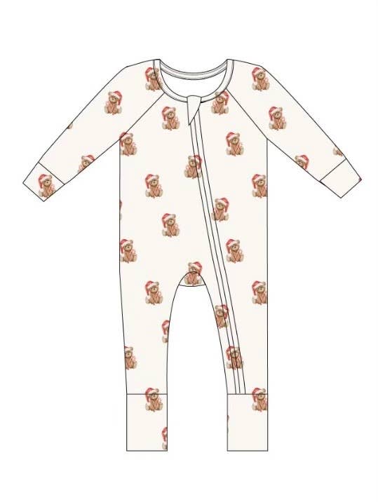 Christmas Teddy Zip Rompers