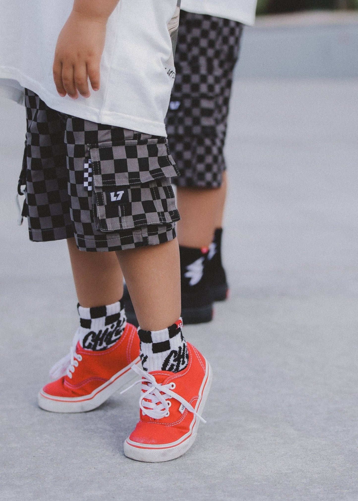 Grey Checker Cargo Shorts