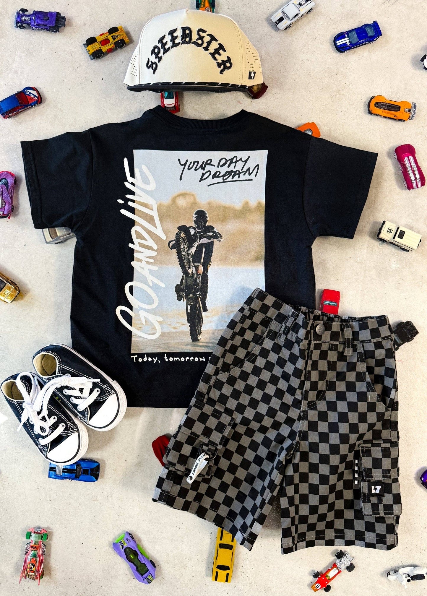 Grey Checker Cargo Shorts