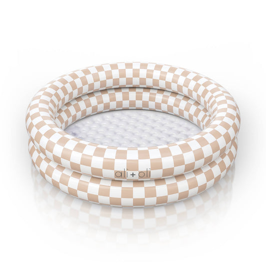 Ali+Oli Two-Ring Inflatable Kiddie Pool (Tan Checkers)