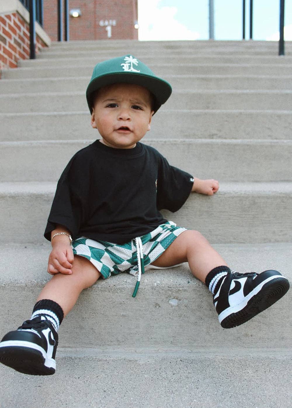 Green Checker Basketball Shorts