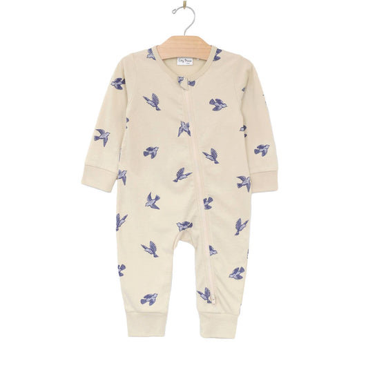 2 Way Zip Romper- Bluebirds