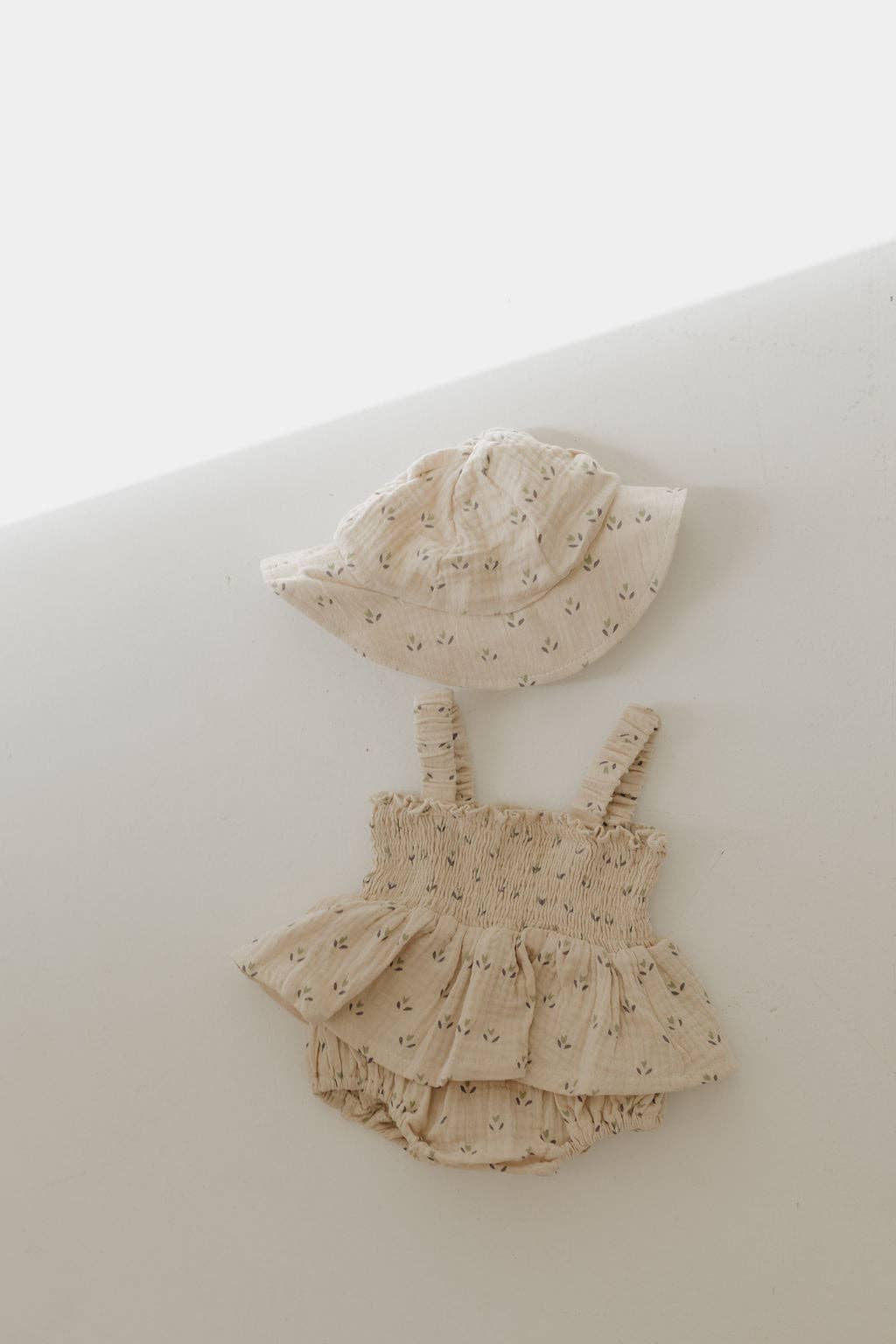 Sleeveless Muslin Romper & Hat | Flora