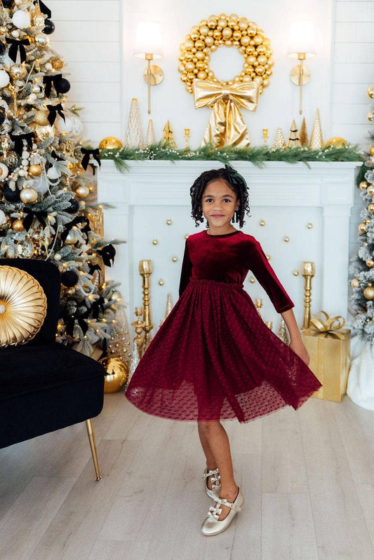 Cranberry Velvet Tutu Dress