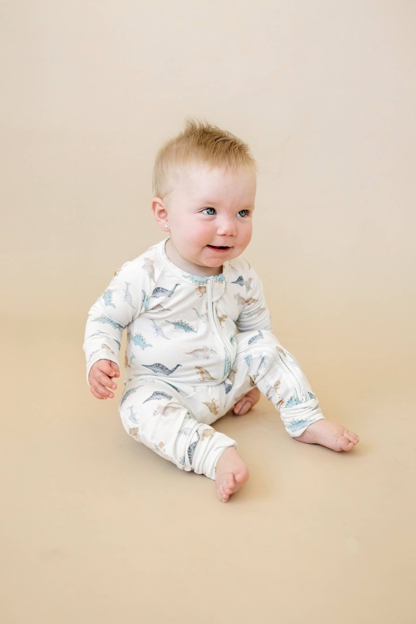 Snugglesaurus Zippy Romper Bamboo Baby Pajamas Dino Boy PJs