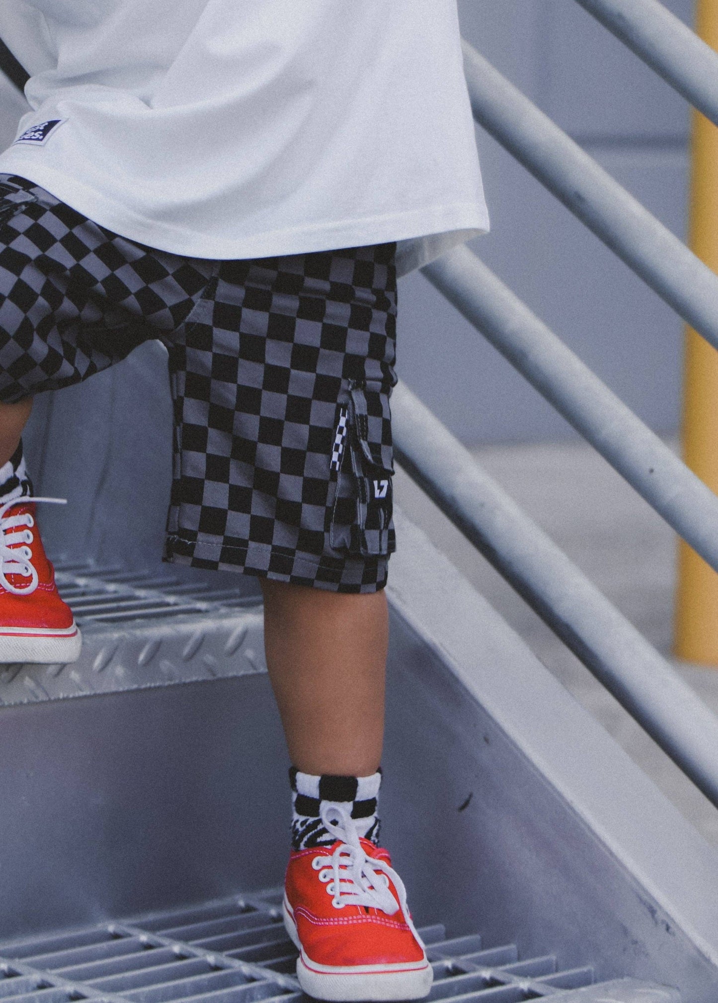 Grey Checker Cargo Shorts