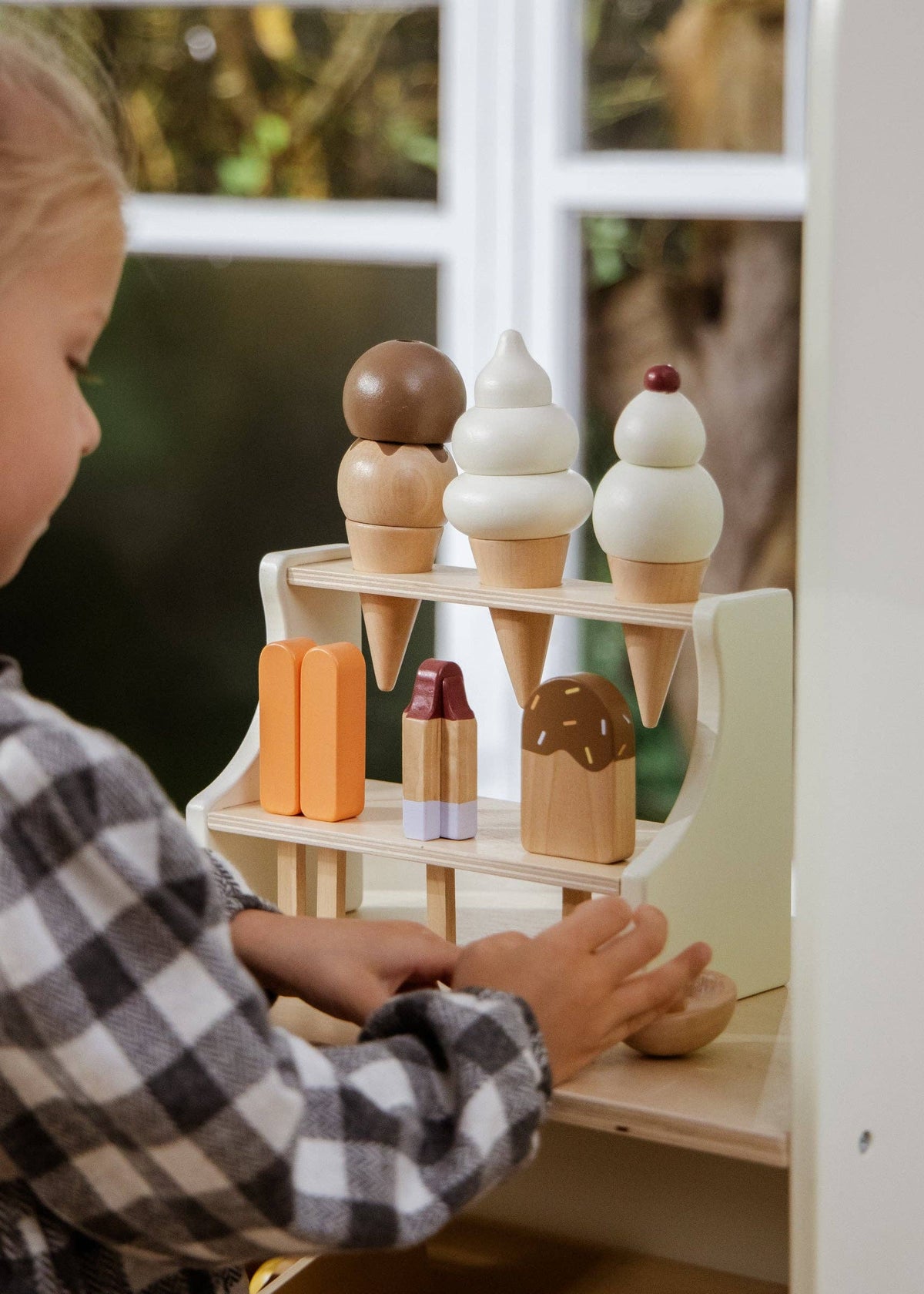 Wooden Ice Cream Stand and Accessories