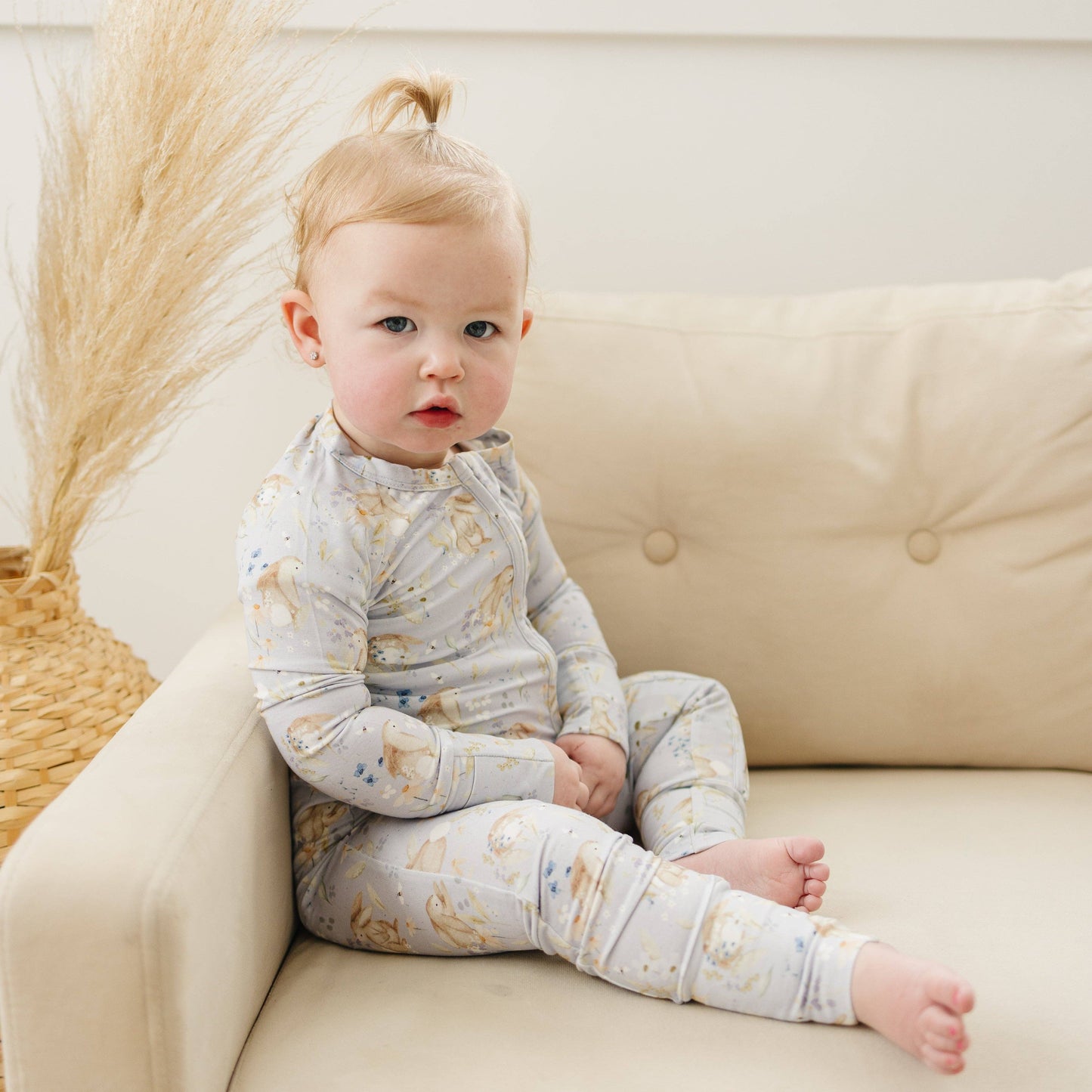 Purple Bunnies Bamboo Zippy Romper